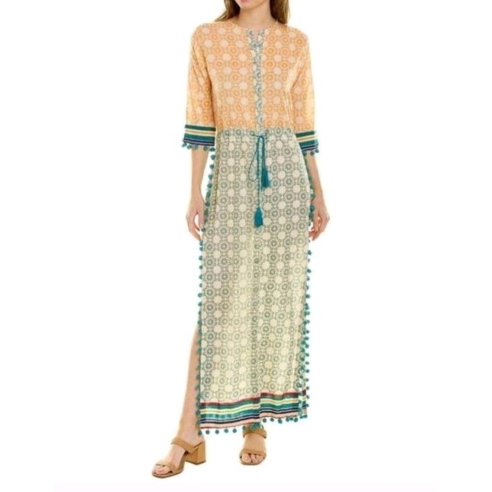Ro's Garden Florencia Tunic Naomi Maxi Dress Pom Multicolor XS NWT